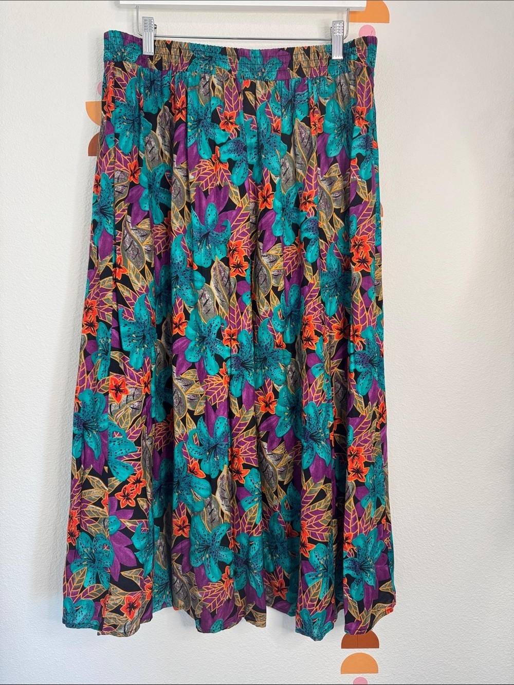 Vintage Maggie Mcnaughton Tropical Floral Midi Skirt Size 20w N0230